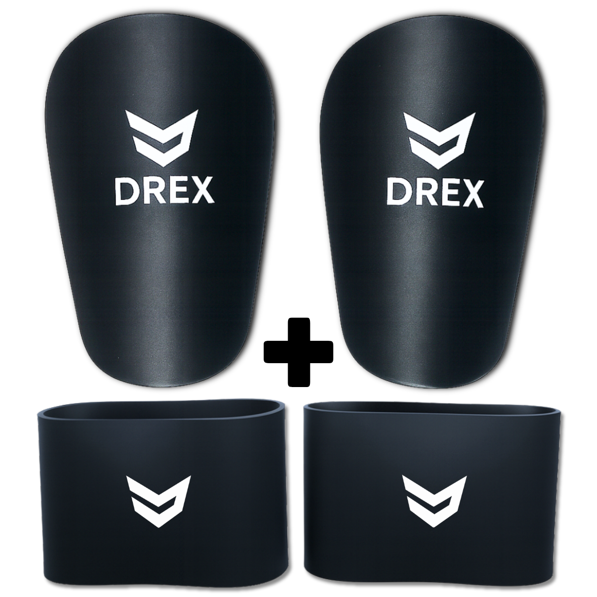 SET DREX Mini Canilleras de Fútbol + Bandas de Sujeción
