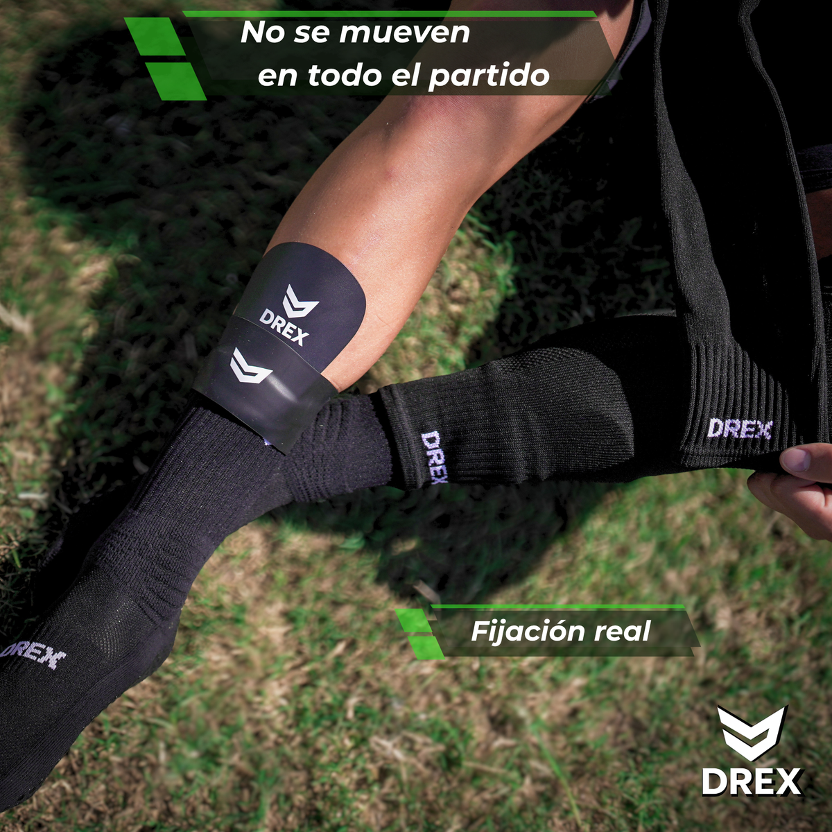 SET DREX Mini Canilleras de Fútbol + Bandas de Sujeción