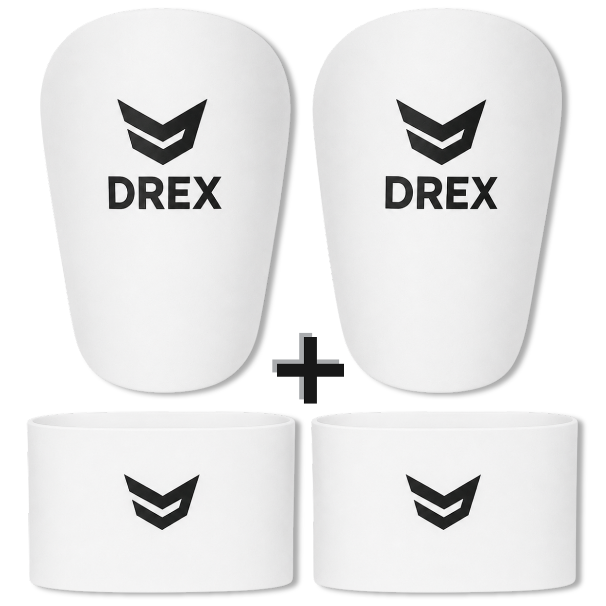 SET DREX Mini Canilleras de Fútbol + Bandas de Sujeción