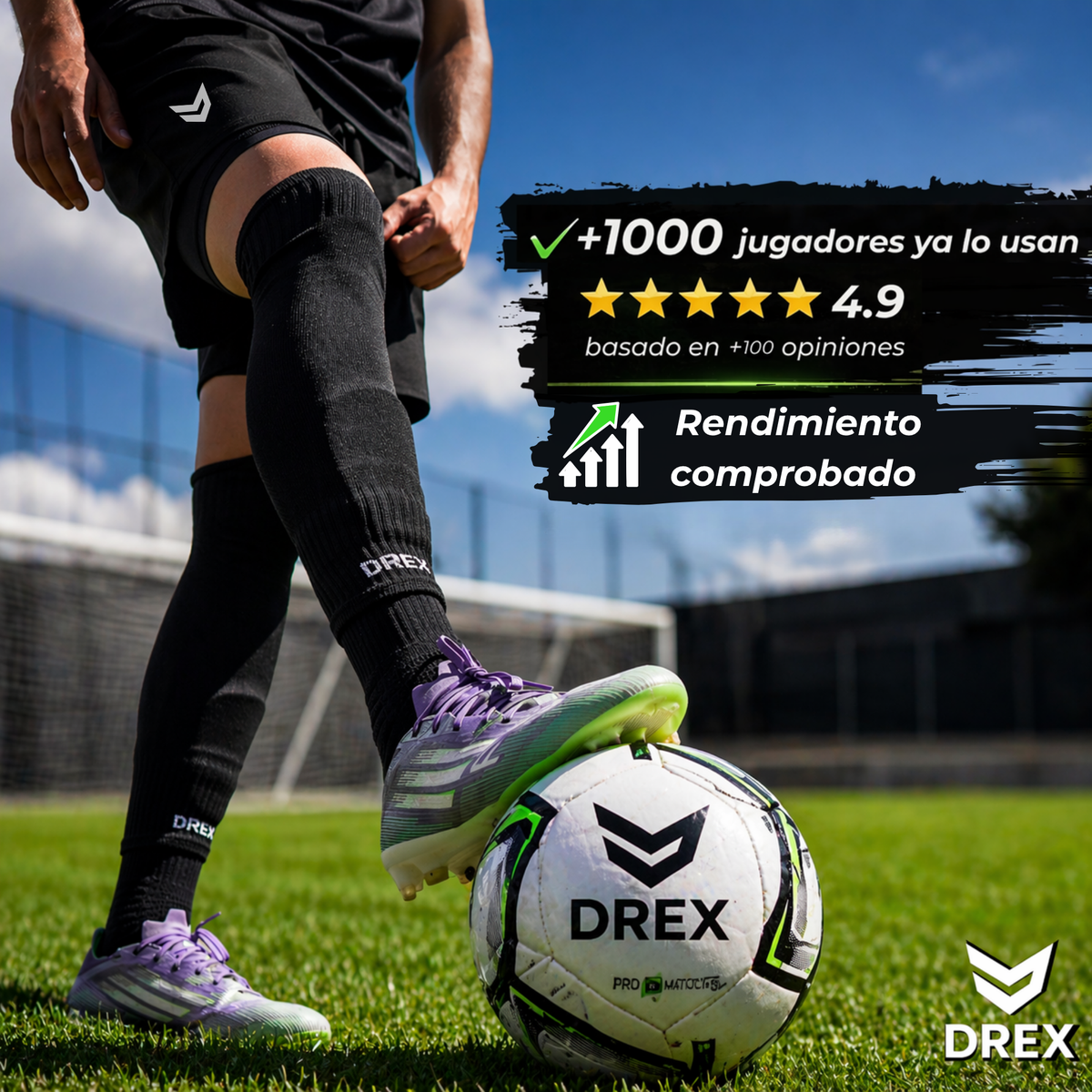 SET DREX Mini Canilleras de Fútbol + Bandas de Sujeción