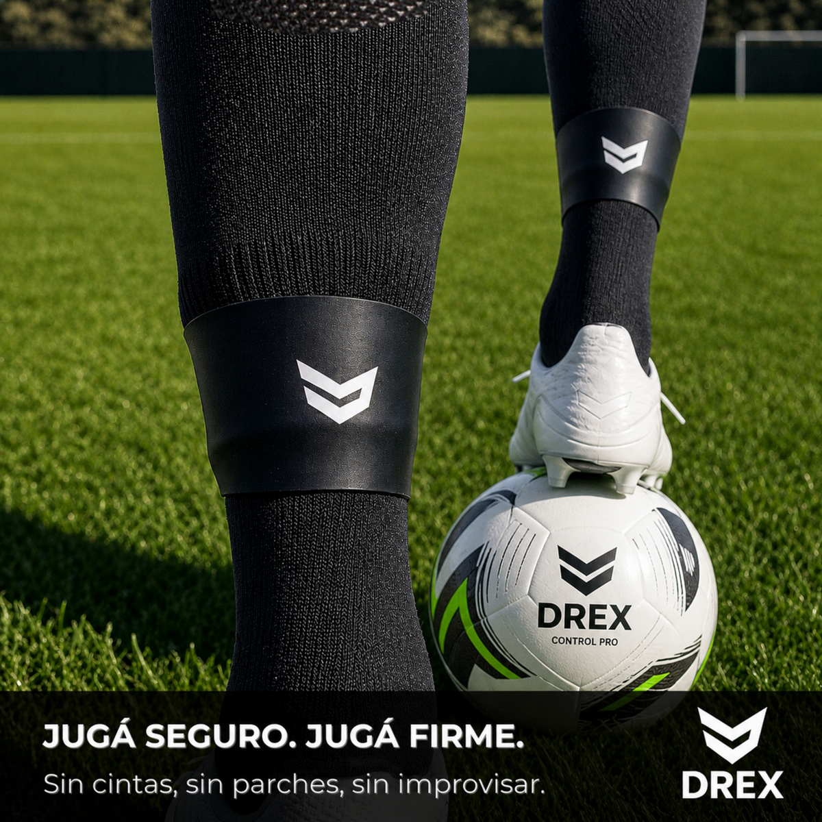 SET DREX Mini Canilleras de Fútbol + Bandas de Sujeción