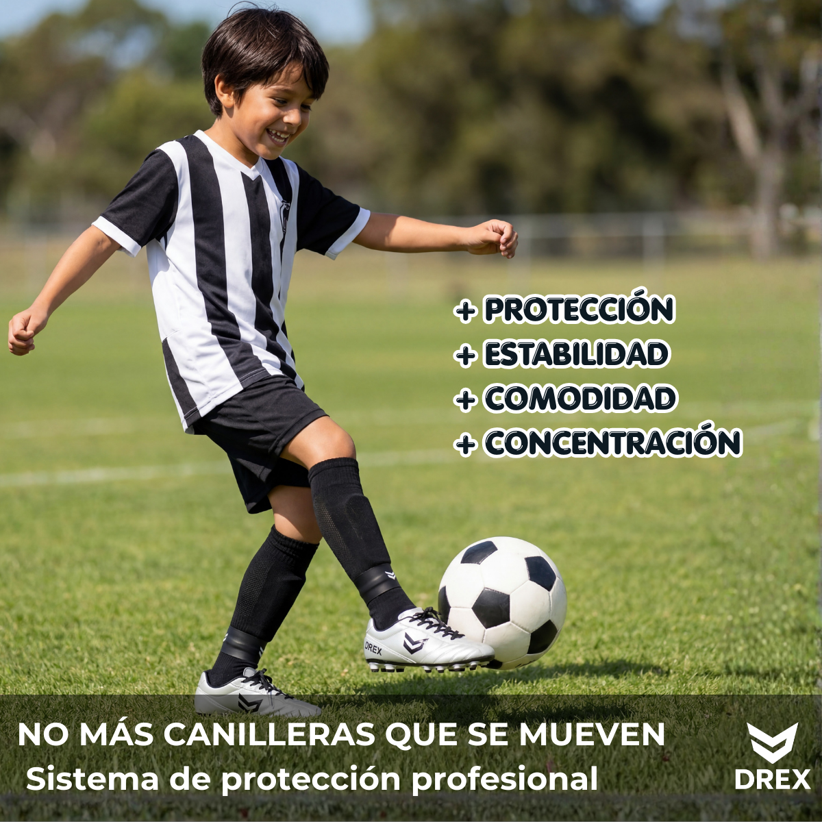 SET DREX Mini Canilleras de Fútbol + Bandas de Sujeción